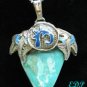 Chinese Enamel Filigree Turquoise Jade Pendant Charm