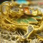 Chinese Dragon Enamel Filigree Fan Brooch Pin
