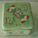 Green Champleve Enamel Oriental Box Asian Hand Painted