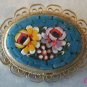 Micro MOSAIC Floral Pin Brooch Italy Flowers Filigree