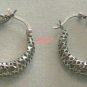 Sterling Hoop Earrings Mesh Pierced Designer Filigree