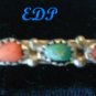 Native American Sterling Colored Stones Cuff Bracelet