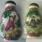 Famille Rose Chinese Snuff Bottle Lady Man Music Jade
