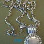 Sterling Luggage Tag Pendant 24" Rope Chain Italy