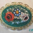 Micro MOSAIC Floral Pin Brooch Italy Flowers Filigree