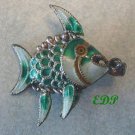 Antique Champleve Enamel Articulated Fish Koi Charm