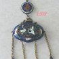 Asian Snuff Bottle Necklace Cranes Cloisonne Enamel Dangles