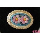 Vintage Micro MOSAIC Floral Pin Brooch Italy Florals
