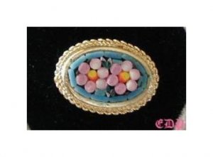 Vintage Micro MOSAIC Floral Pin Brooch Italy Florals