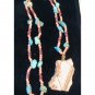 Native American Turquoise Coral Banded Agate Necklace