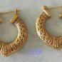 Filigree Etched Designer Hoop Earrings Pierced Gold