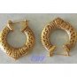 Filigree Etched Designer Hoop Earrings Pierced Gold