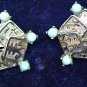 Boucher Oriental Asian Character Clip Earrings w Stones