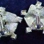 Boucher Oriental Asian Character Clip Earrings w Stones