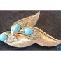 Marcel Boucher Pin Brooch Faux Turquoise and Rhinestones