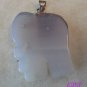 Lavendar Jade Elephant Charm Gold Accents Carved Large