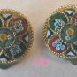 Micro Mosaic Clip Earrings Italy Florals Flowers
