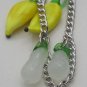 Italian Murano Art Glass Fruit Sterling Charm Bracelet