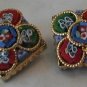 Micro Mosaic Clip Earrings Italy Florals Flowers