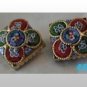 Micro Mosaic Clip Earrings Italy Florals Flowers