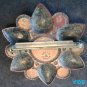 Native American Copper Turquoise Star Brooch Pin Signed