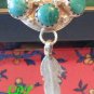 Native American Malachite Sterling Feather Dangle Ring