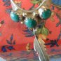 Native American Malachite Sterling Feather Dangle Ring