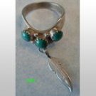Native American Malachite Sterling Feather Dangle Ring