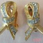 DeNICOLA De NICOLA Golden Bow Clip Earrings Rhinestones