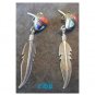 Native American Sterling Gem Heart Feather Earrings