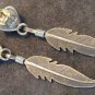 Native American Sterling Gem Heart Feather Earrings