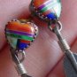 Native American Sterling Gem Heart Feather Earrings