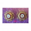 Antique Micro Mosaic Daisy Clip Earrings Forget-me-not