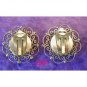 Antique Micro Mosaic Daisy Clip Earrings Forget-me-not
