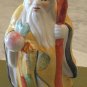 Asian Wiseman Lotus Flower Peach Hand Painted Figurine