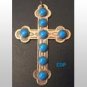 Native American Copper Turquoise CROSS Pendant Signed