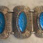 Thermoset Etched Turquoise and Metal Link Bracelet