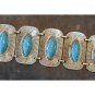 Thermoset Etched Turquoise and Metal Link Bracelet