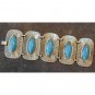 Thermoset Etched Turquoise and Metal Link Bracelet