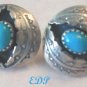Native American Sterling & Turquoise Pierced Earrings