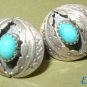 Native American Sterling & Turquoise Pierced Earrings