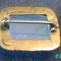 Victorian Opal or Milky Quartz Brass Pin Etched Brooch
