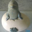 Dolphin in Egg Statue Figurine Hand Painted Pottery