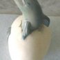 Dolphin in Egg Statue Figurine Hand Painted Pottery