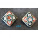 Micro Mosaic Clip Earrings Italy Florals Flowers