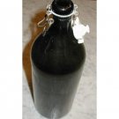 1900s Green Glass 1.5 Liter Bottle Porcelain Top Barware