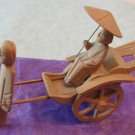 Old Handmade Carved Wood Rickshaw Coolie Umbrella Lady
