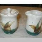 S.C.T. Pottery Sugar Bowl & Creamer SCT Artist Signed