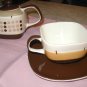 4 Pc Pottery Stacking TEA Set Handpainted Browns Hues