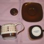 4 Pc Pottery Stacking TEA Set Handpainted Browns Hues